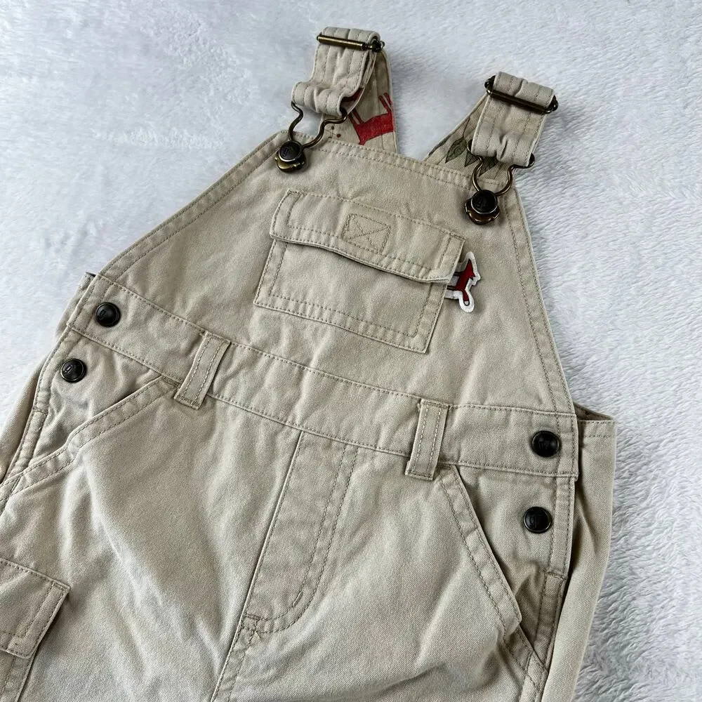 Gymboree Vintage Khaki Overalls Fox baby size 6-12 months Y2K boy girl 2004